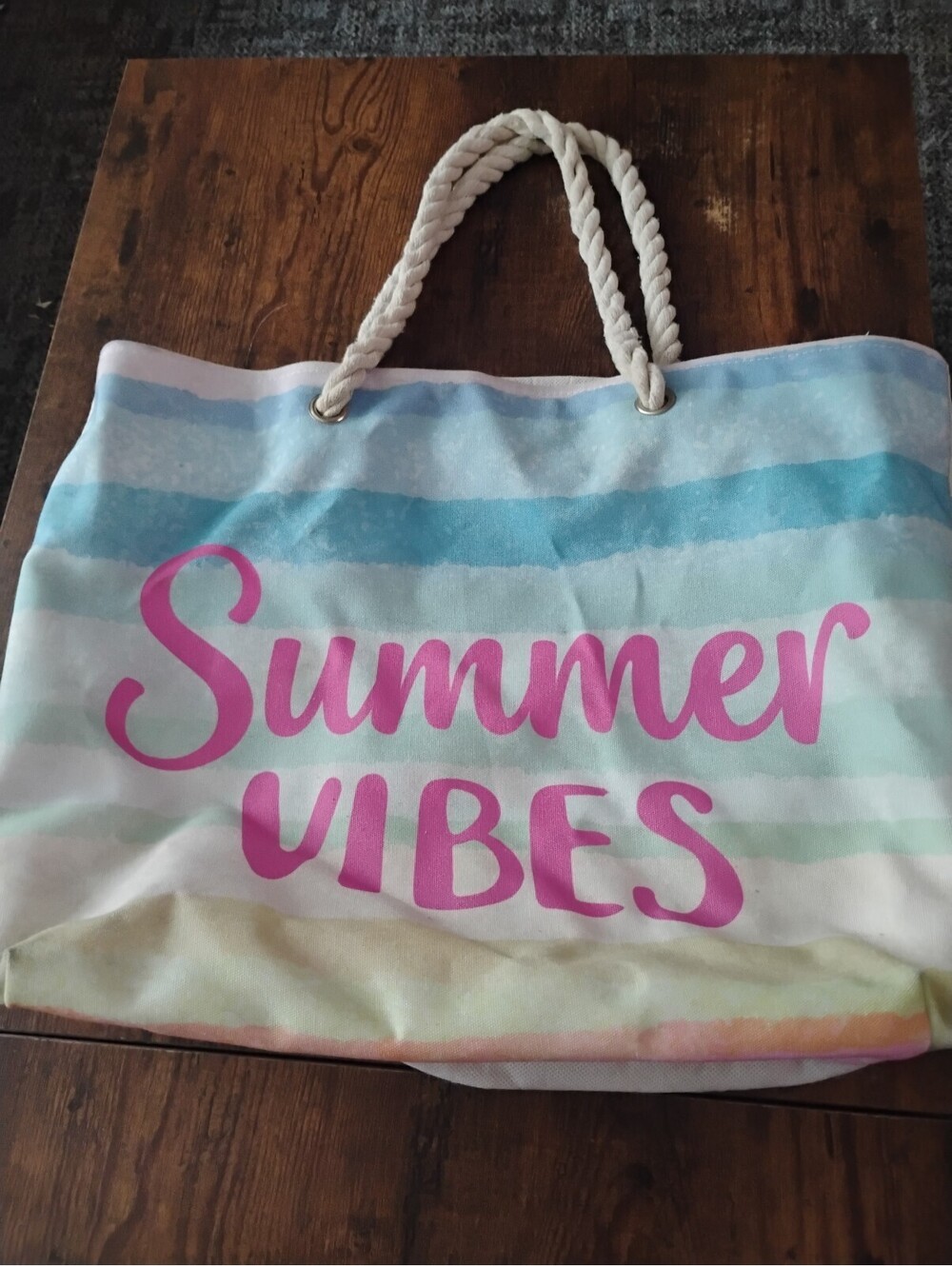 Summer Vibes Canvas Tote Bag with Rope Handles